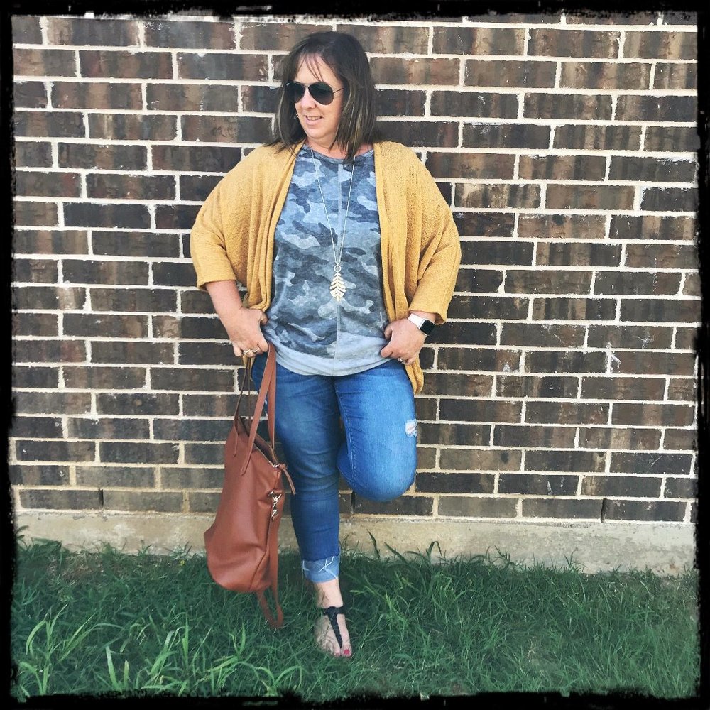 3/4 Length Sleeve Mustard Knit Cardigan